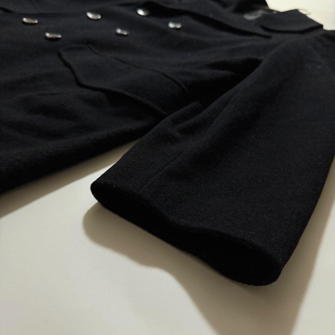 90s初期✨ヨウジヤマモト LQ ウールピーコート ブラック L ダブルブレスト