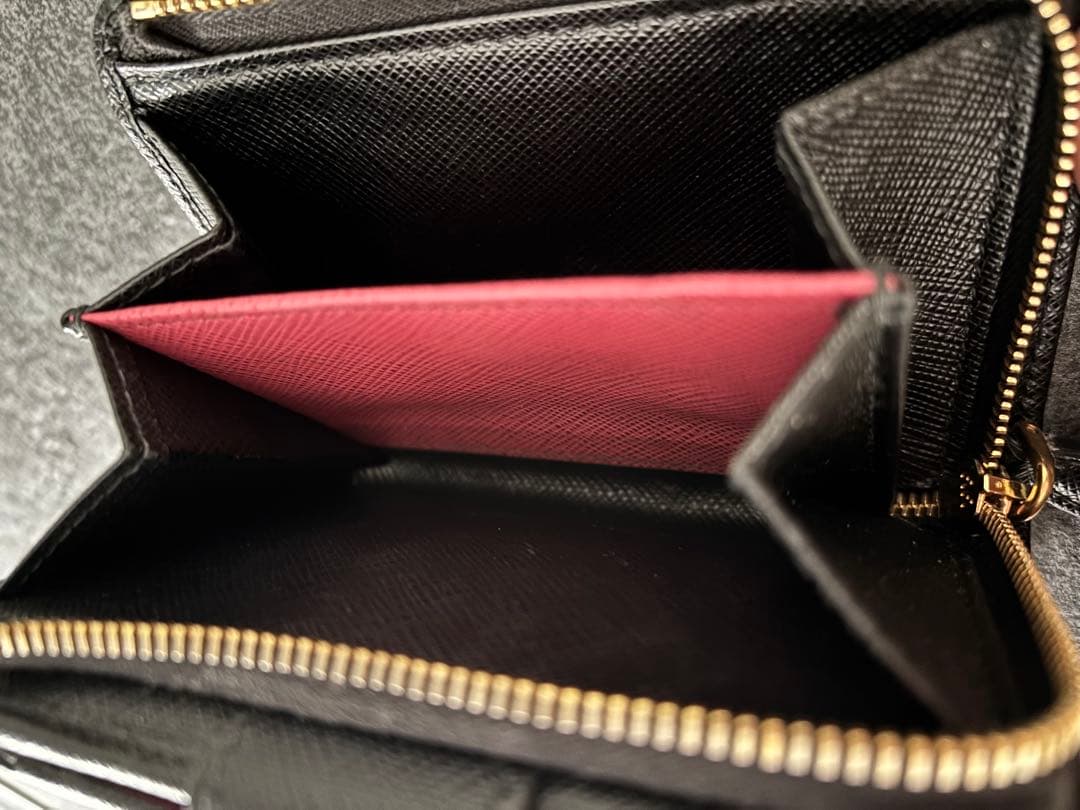 ✨極美品✨ PRADA 二つ折り財布 サフィアーノレザー バイカラー ピンク 黒