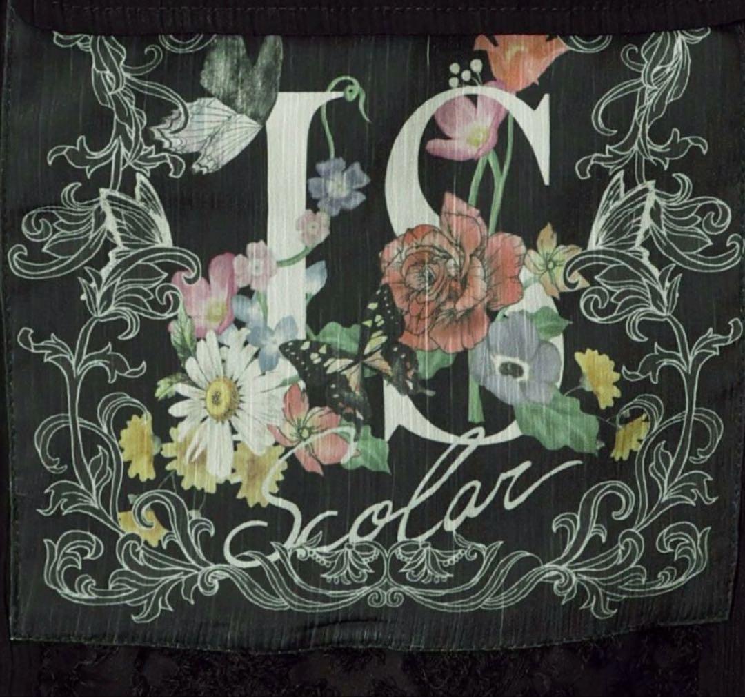 イズスカラー 花蝶フリンジシフォン 異素材MIXカーゴパンツ