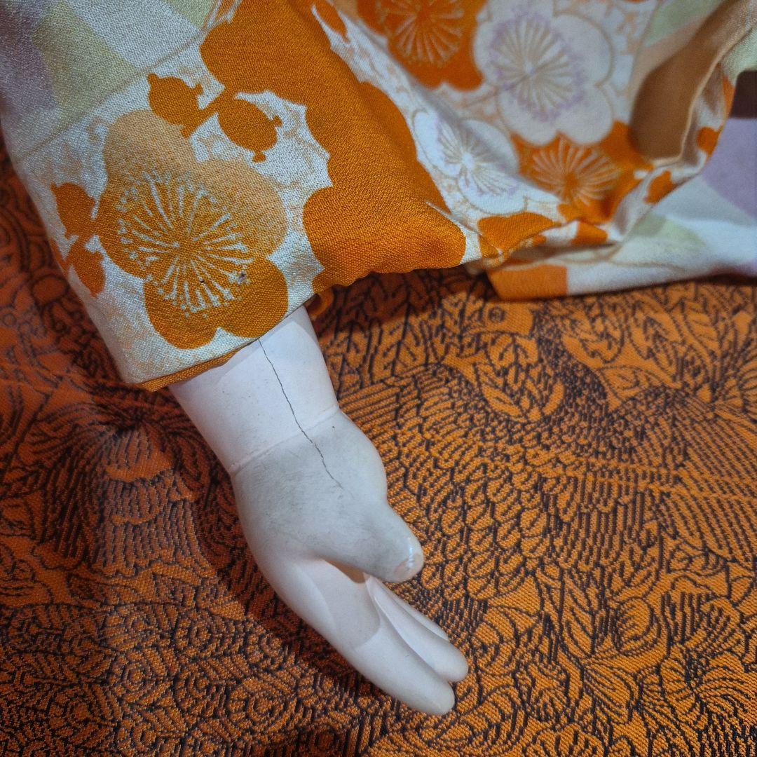 市松人形 オレンジの梅柄