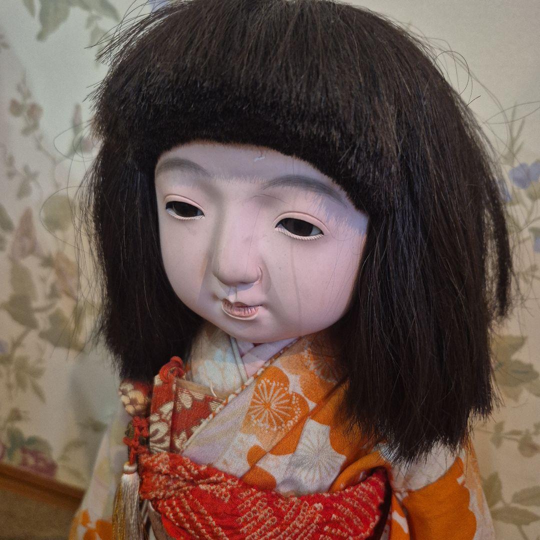 市松人形 オレンジの梅柄