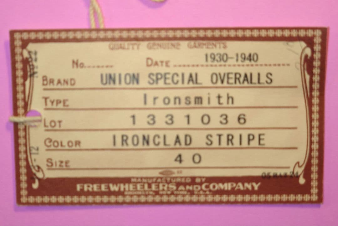 フリーホイーラーズ　アイアンスミス ジャケット 毛裏地付 Size 40 未使用