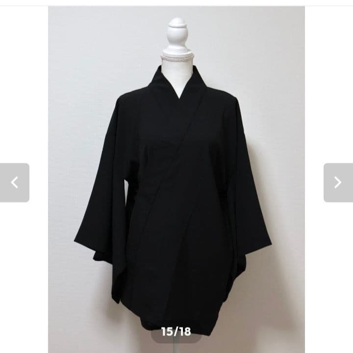 みさまる misamaru 夏の半着物 ブラック Lサイズ