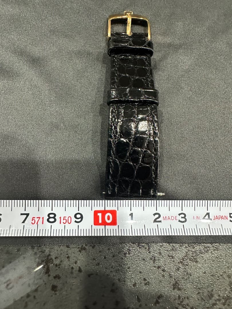 ロレックス クロコ黒レザー 時計バンド 18金無垢ゴールドバックル