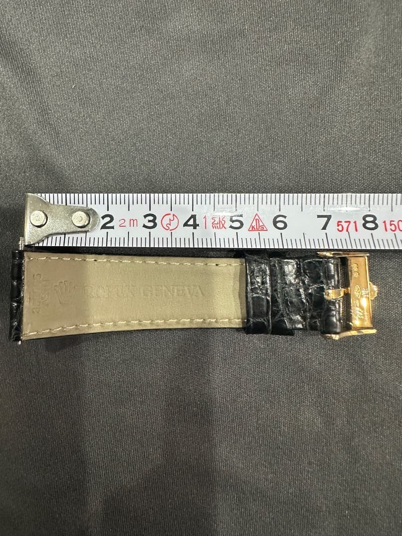 ロレックス クロコ黒レザー 時計バンド 18金無垢ゴールドバックル