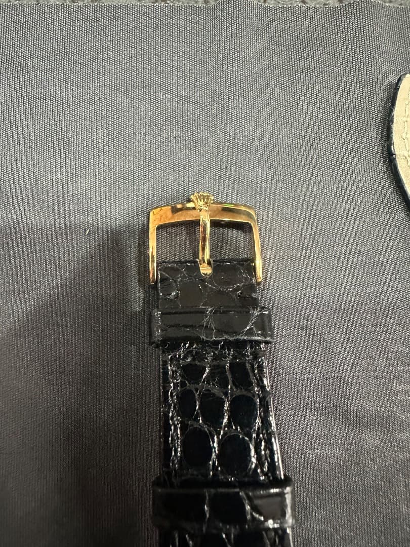 ロレックス クロコ黒レザー 時計バンド 18金無垢ゴールドバックル