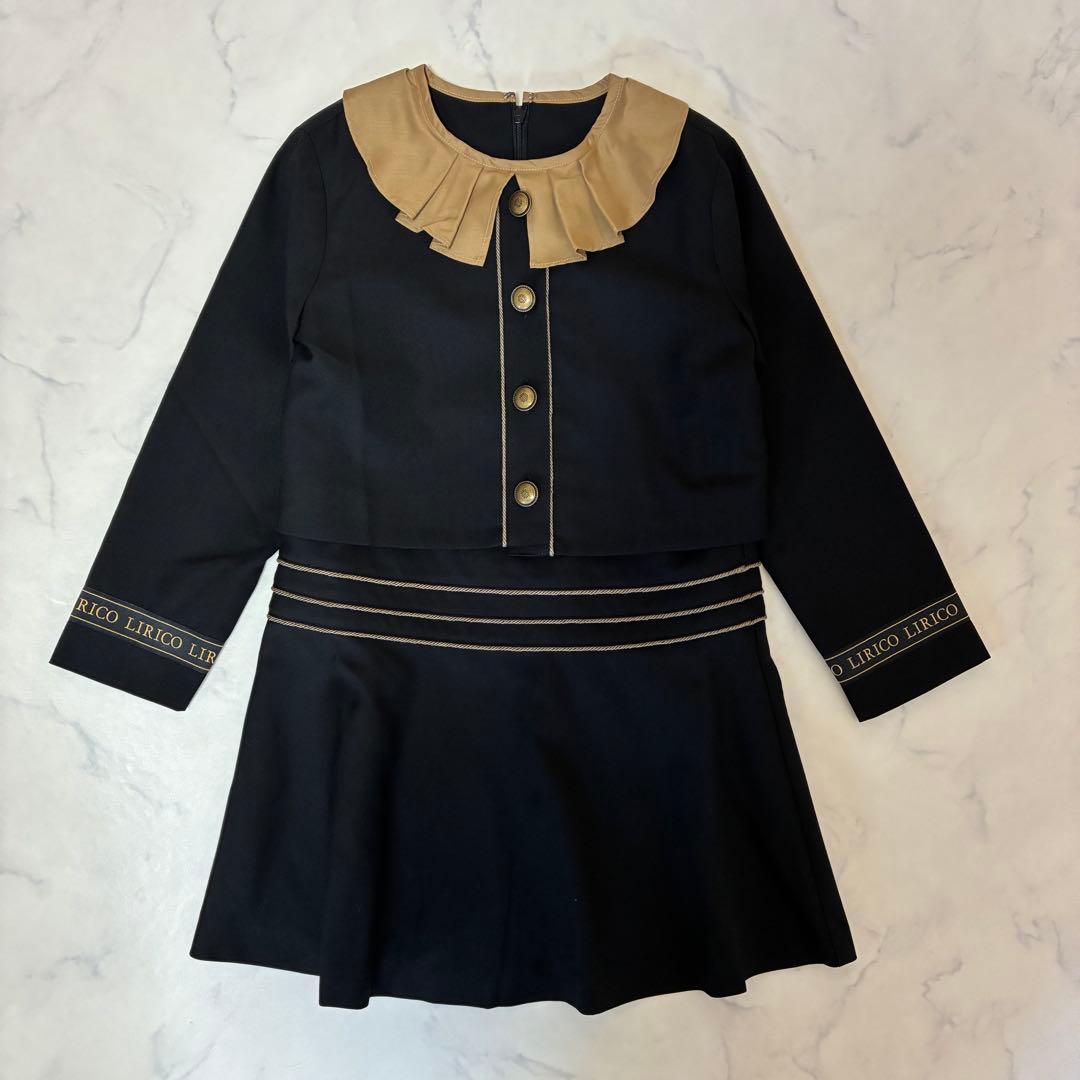 【匿名発送】LIRICOゴールドライン長袖ワンピース　フォーマル　卒園式　入園式