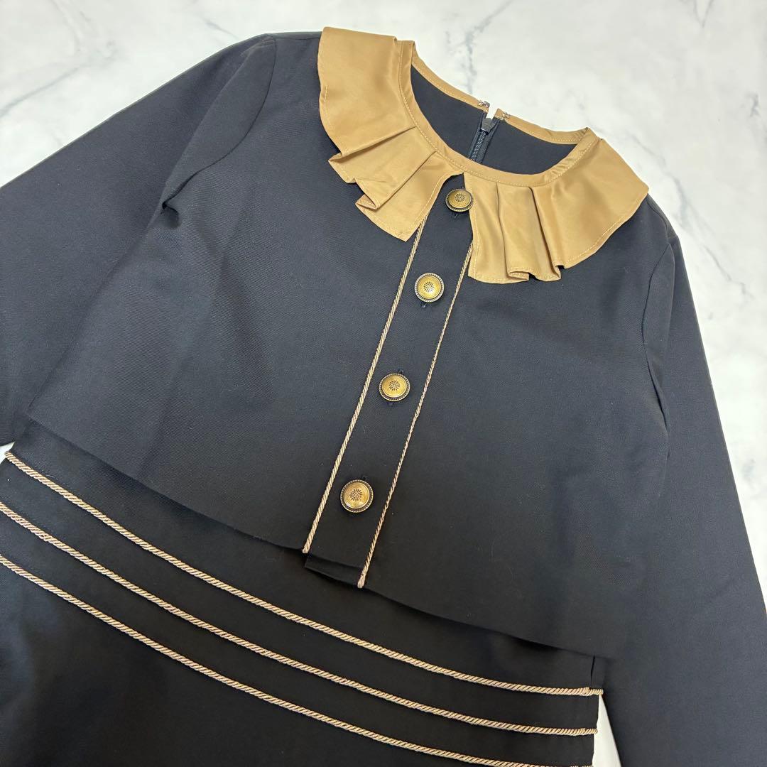 【匿名発送】LIRICOゴールドライン長袖ワンピース　フォーマル　卒園式　入園式