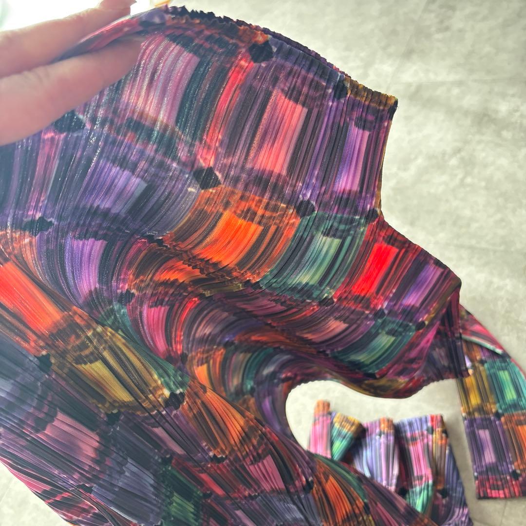 PLEATS PLEASE マルチカラー 幾何学模様 長袖トップス サイズ3