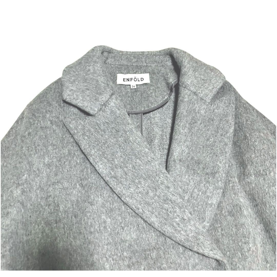 【美品】エンフォルド　ケープポンチョ風　ワイドシャギー　ウール　コート　ミニマル