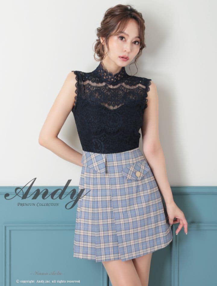andy ドレス　韓国　レース　チェック