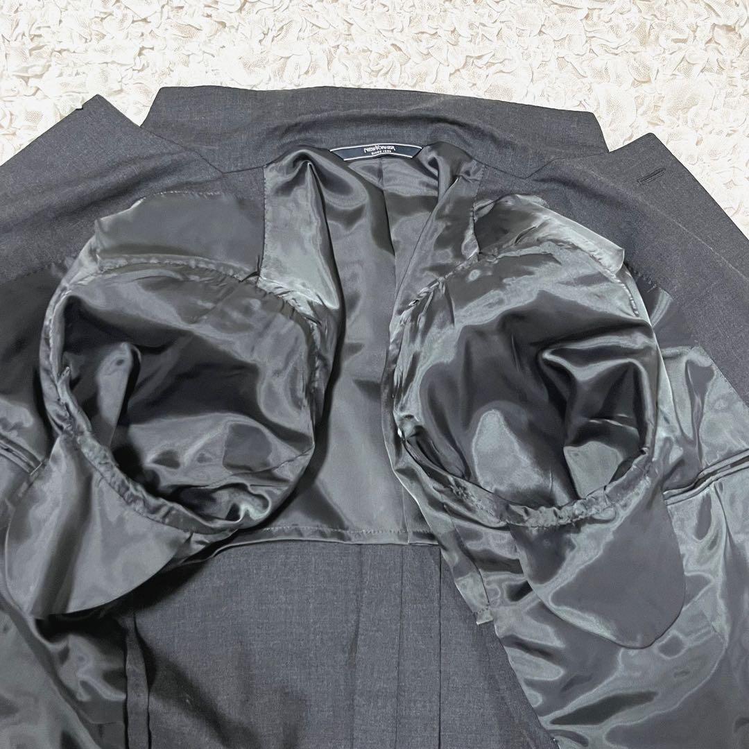 美品 ニューヨーカー スーツ 3ピース セットアップ 背抜き 2B グレー M