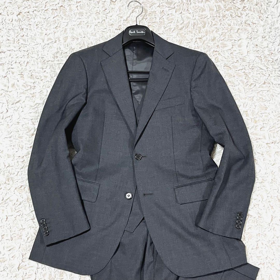 美品 ニューヨーカー スーツ 3ピース セットアップ 背抜き 2B グレー M