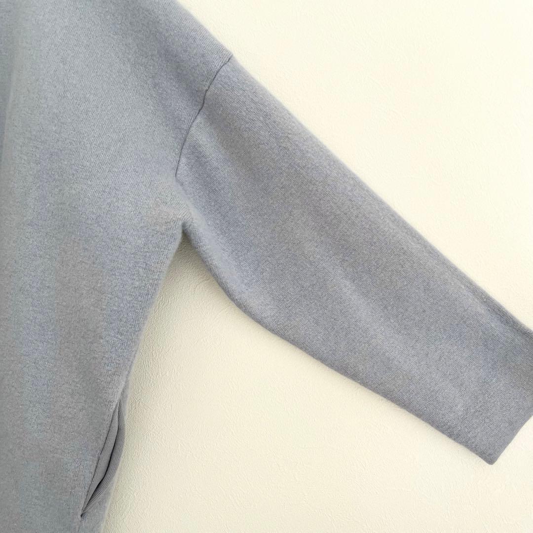 定価3.52万 ビアズリー ニットコート ブルー 洗えるコート 春先まで活躍