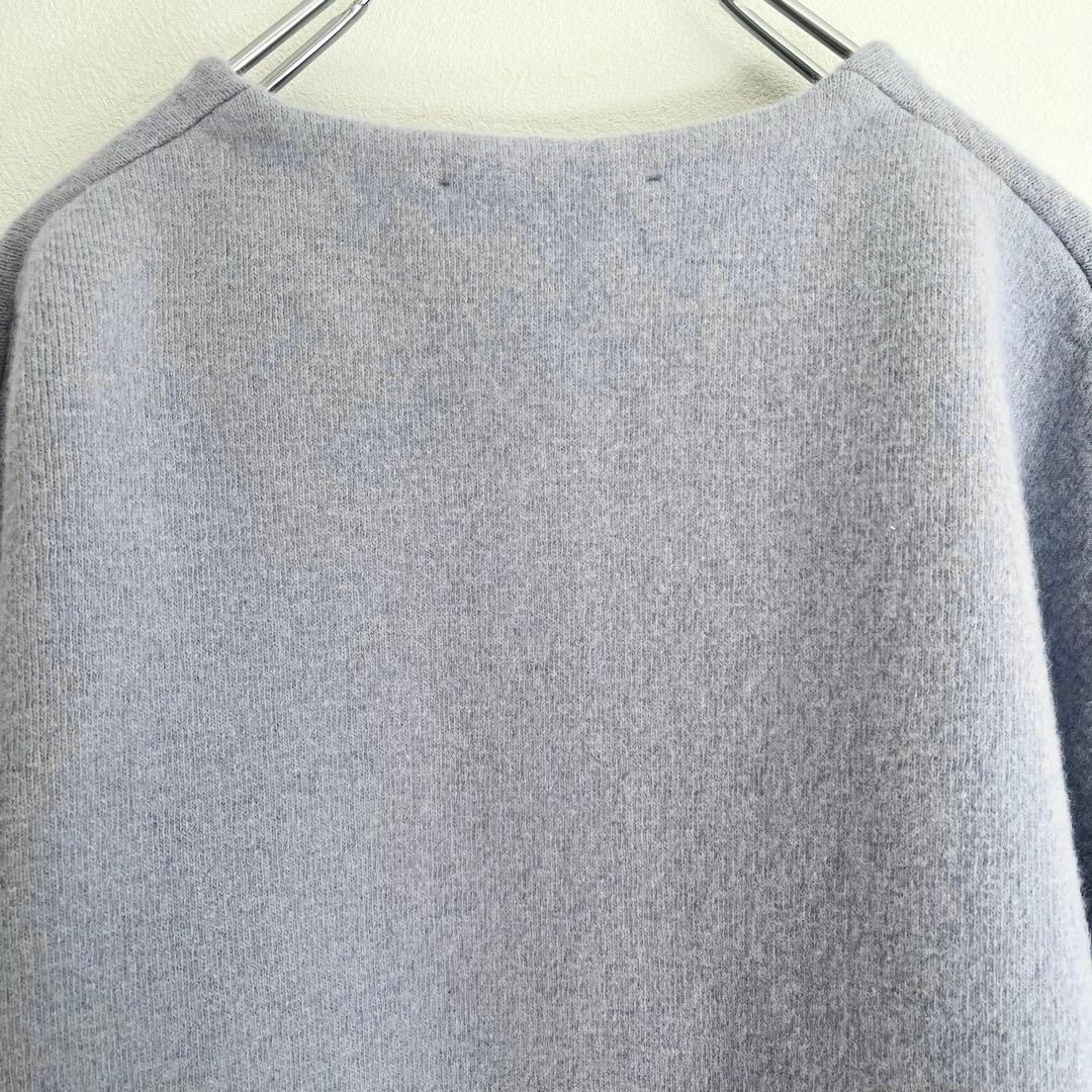 定価3.52万 ビアズリー ニットコート ブルー 洗えるコート 春先まで活躍