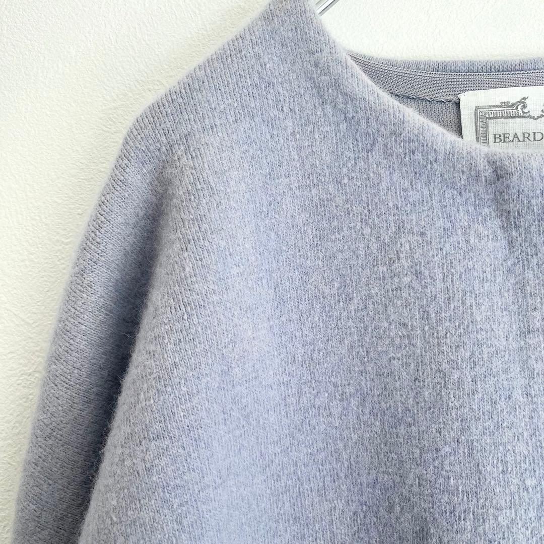 定価3.52万 ビアズリー ニットコート ブルー 洗えるコート 春先まで活躍