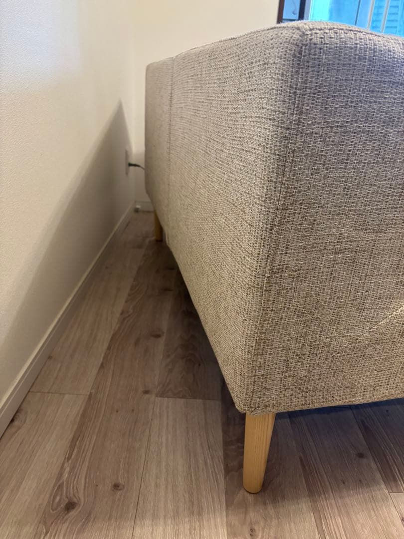 ベージュ 2人掛け　カウチソファ