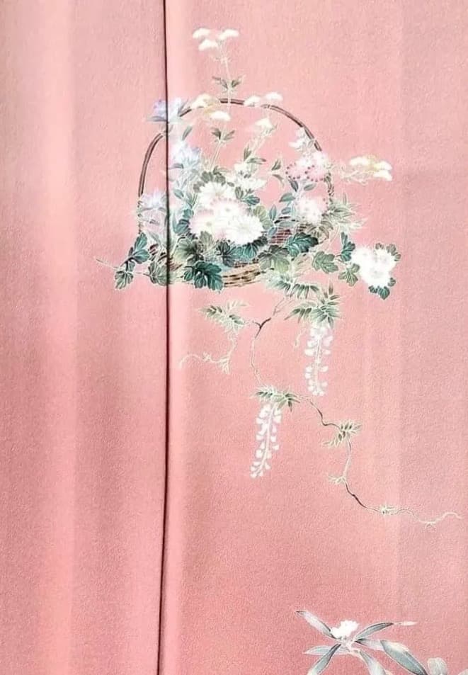 未使用美品 身丈163 上質正絹縮緬 付け下げ 落款有 花籠文ご入園ご入学式