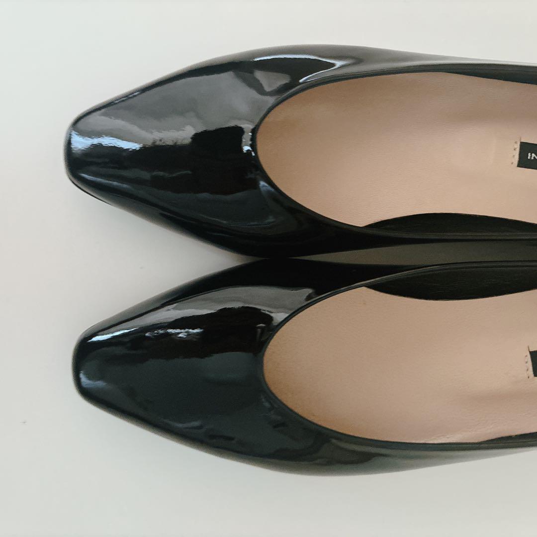 【新品未使用品】FABIO RUSCONI黒エナメルパンプスポインテッドトゥ37