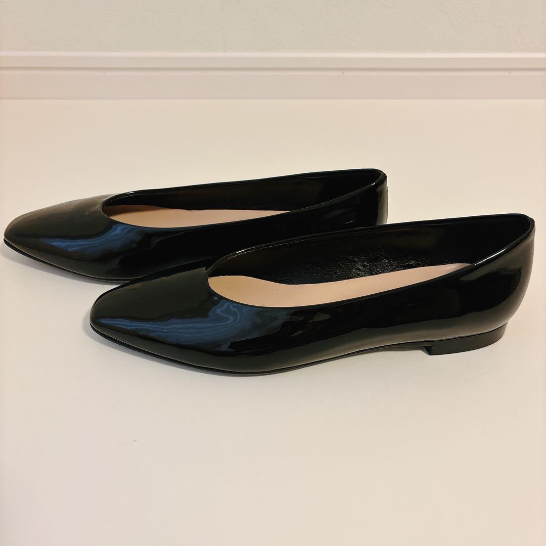 【新品未使用品】FABIO RUSCONI黒エナメルパンプスポインテッドトゥ37