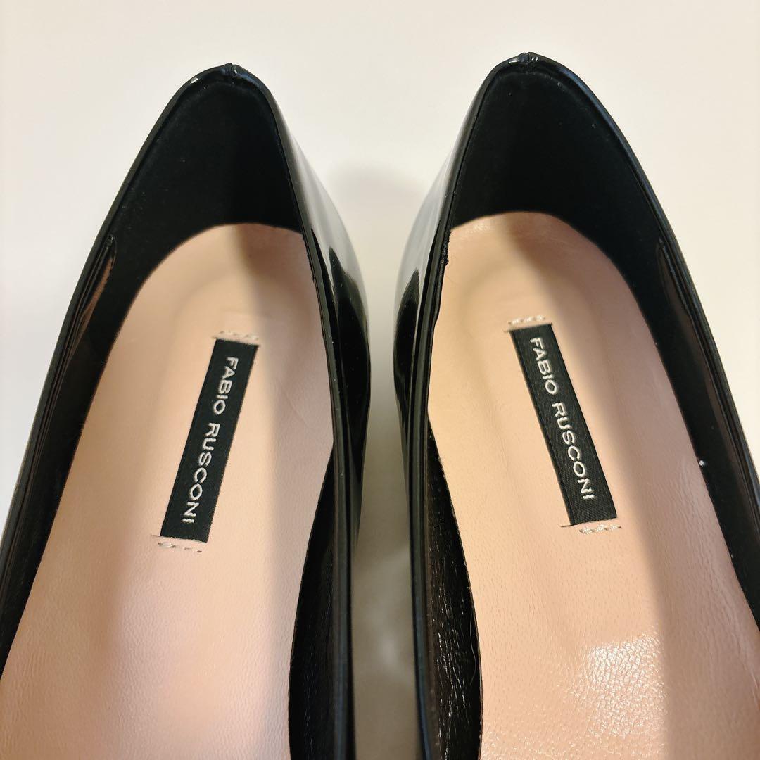 【新品未使用品】FABIO RUSCONI黒エナメルパンプスポインテッドトゥ37