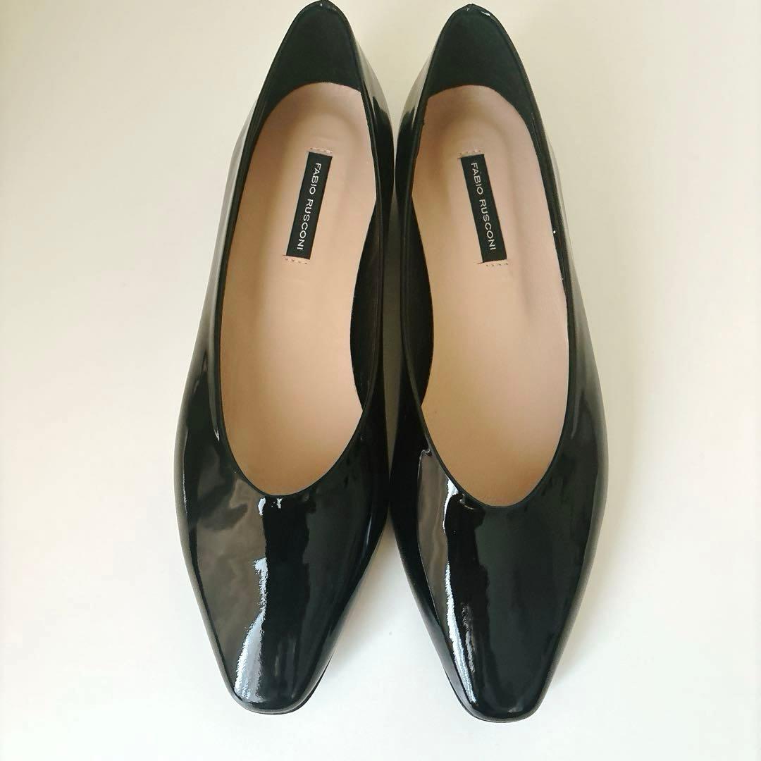 【新品未使用品】FABIO RUSCONI黒エナメルパンプスポインテッドトゥ37