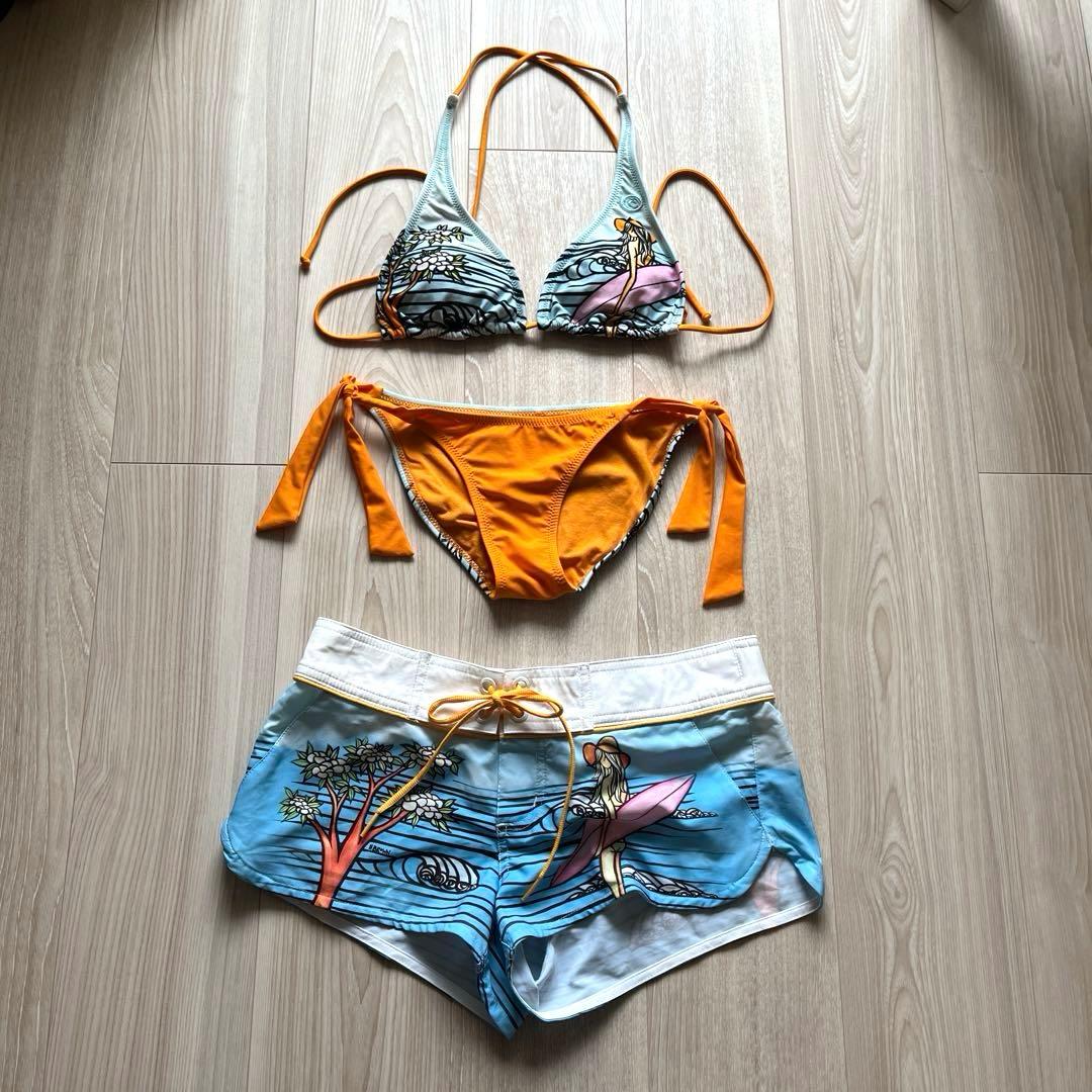 Rip Curl ビキニ3点セット Heather Brownイラスト 水着