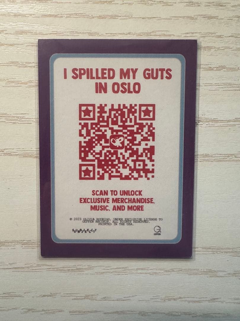 Olivia Rodrigo guts 巡回公演「オスロ」 トレカ