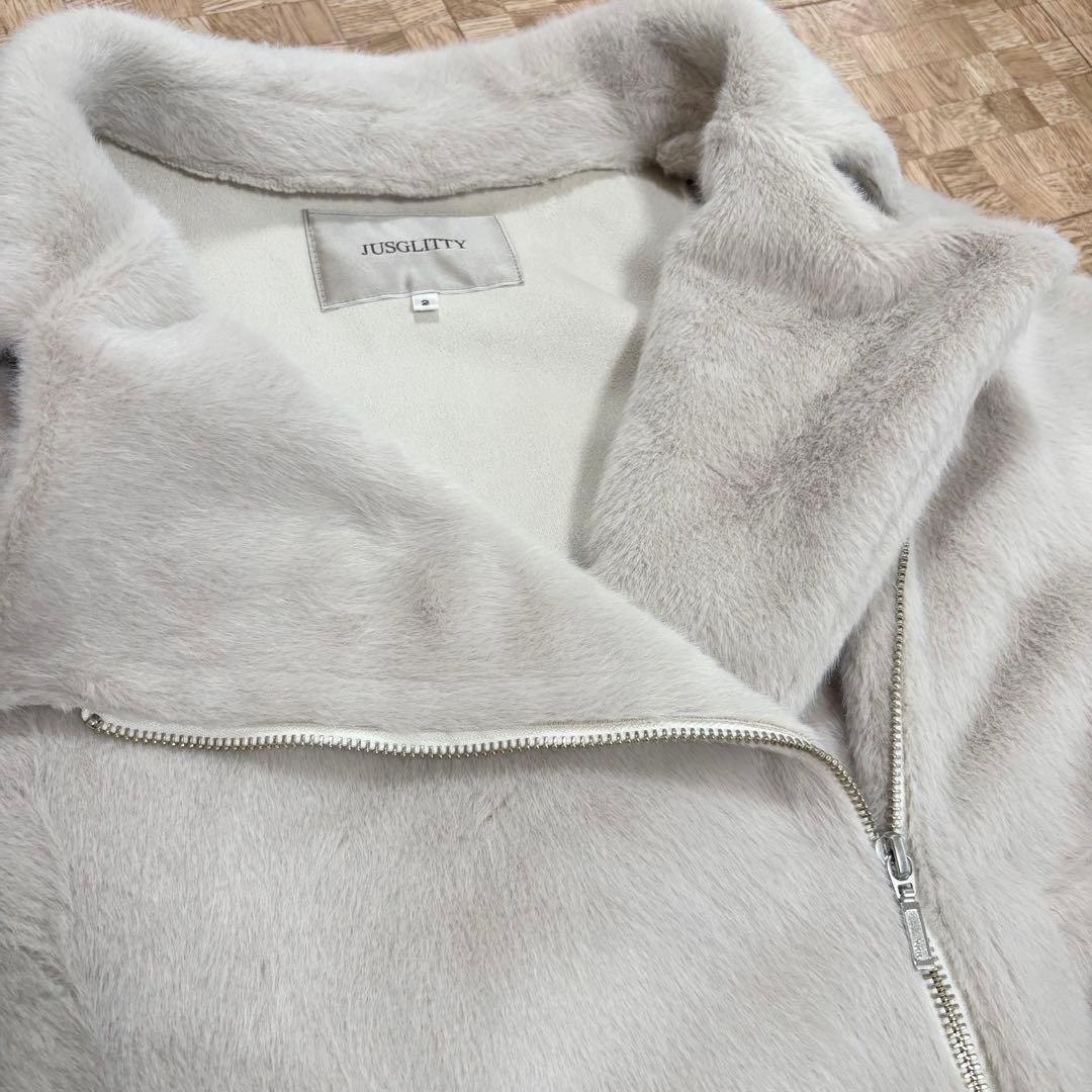 新品 ジャスグリッティー フラッフィー ライダース グレージュ