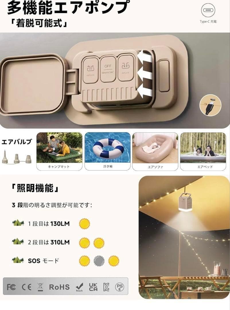 新製品❣エアーベッド 電動ポンプ内蔵 キャンプ 防災 避難用 来客用 1411