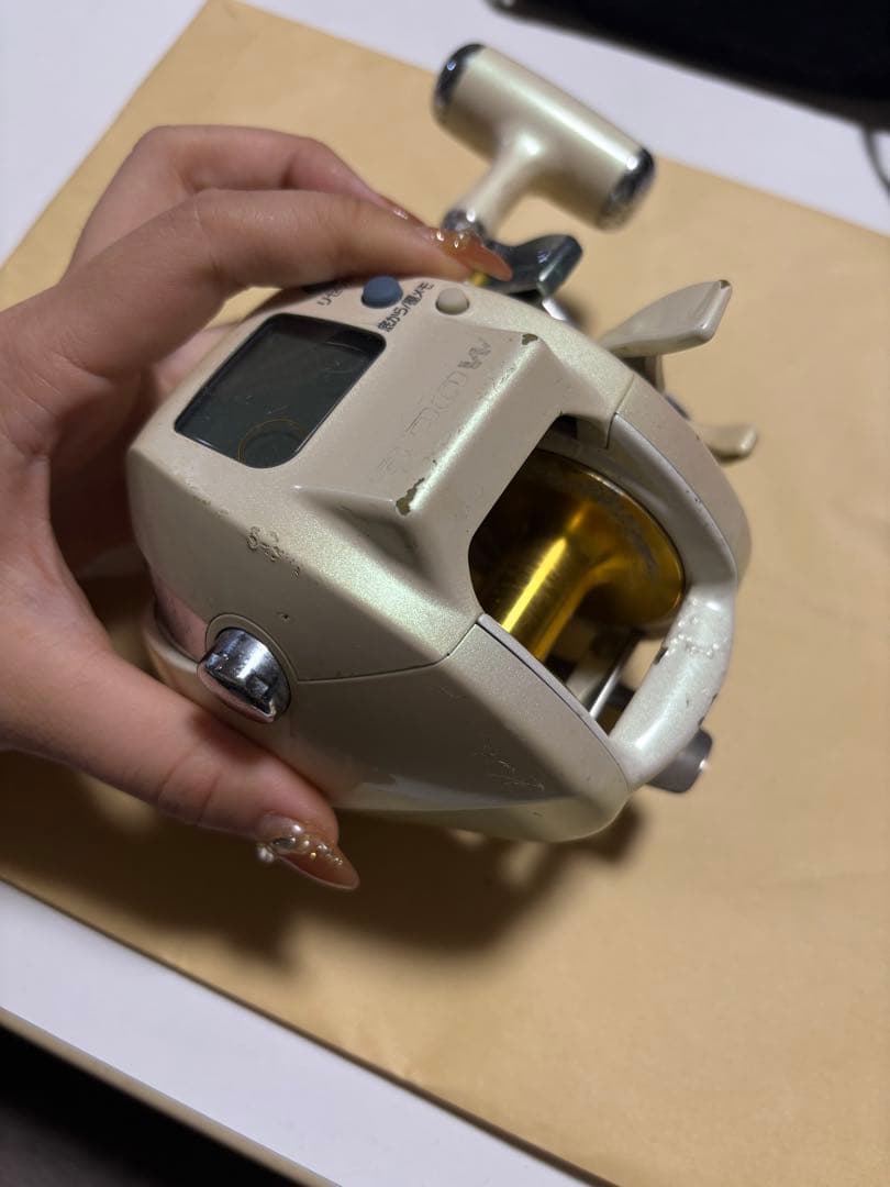 電動リール ホワイト ハンドル付き