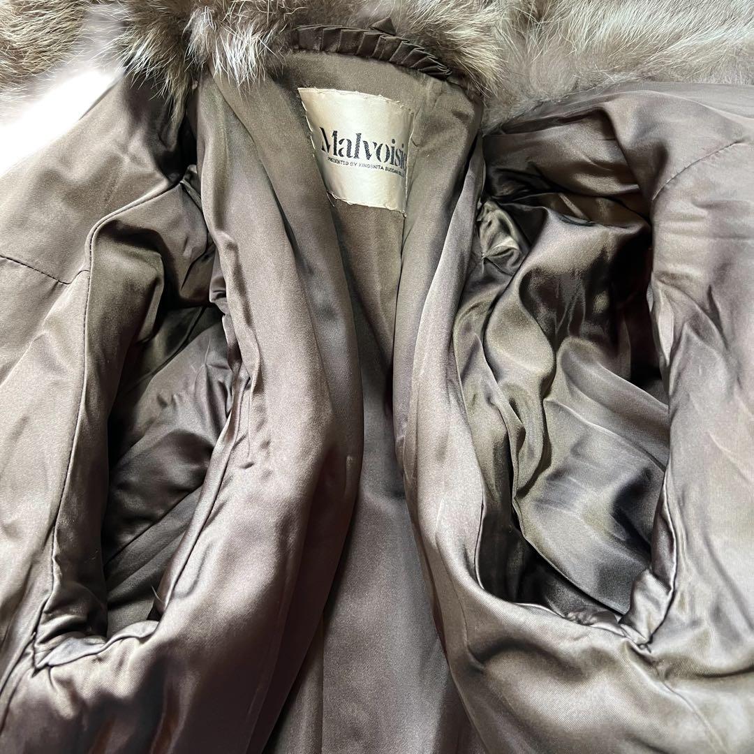 着丈110cm シルバーフォックス リアルファーコート 本毛皮 XLサイズ相当