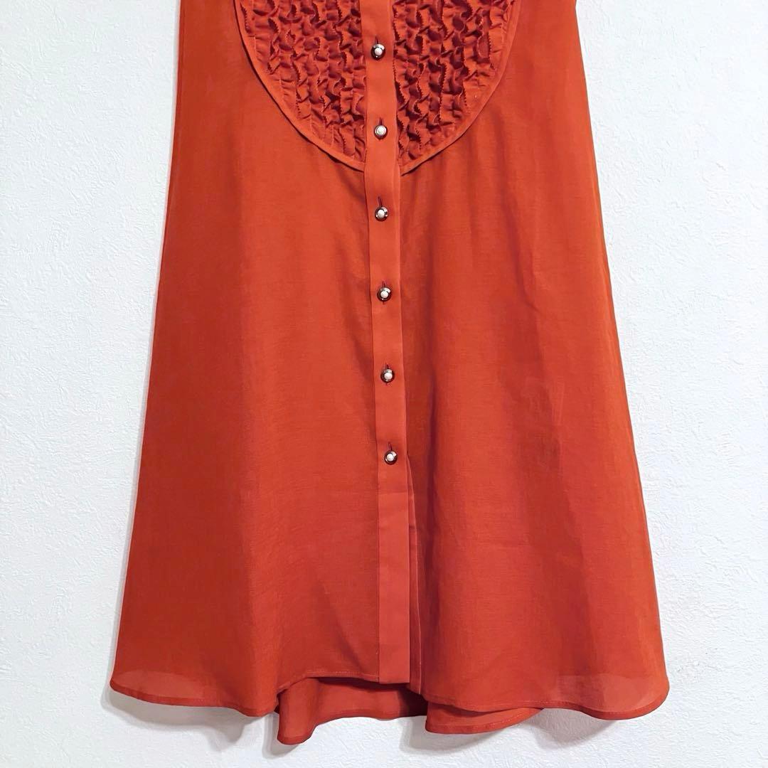 キャサリン様　美品ルネ Rene チュニックワンピース フリル パールボタン34