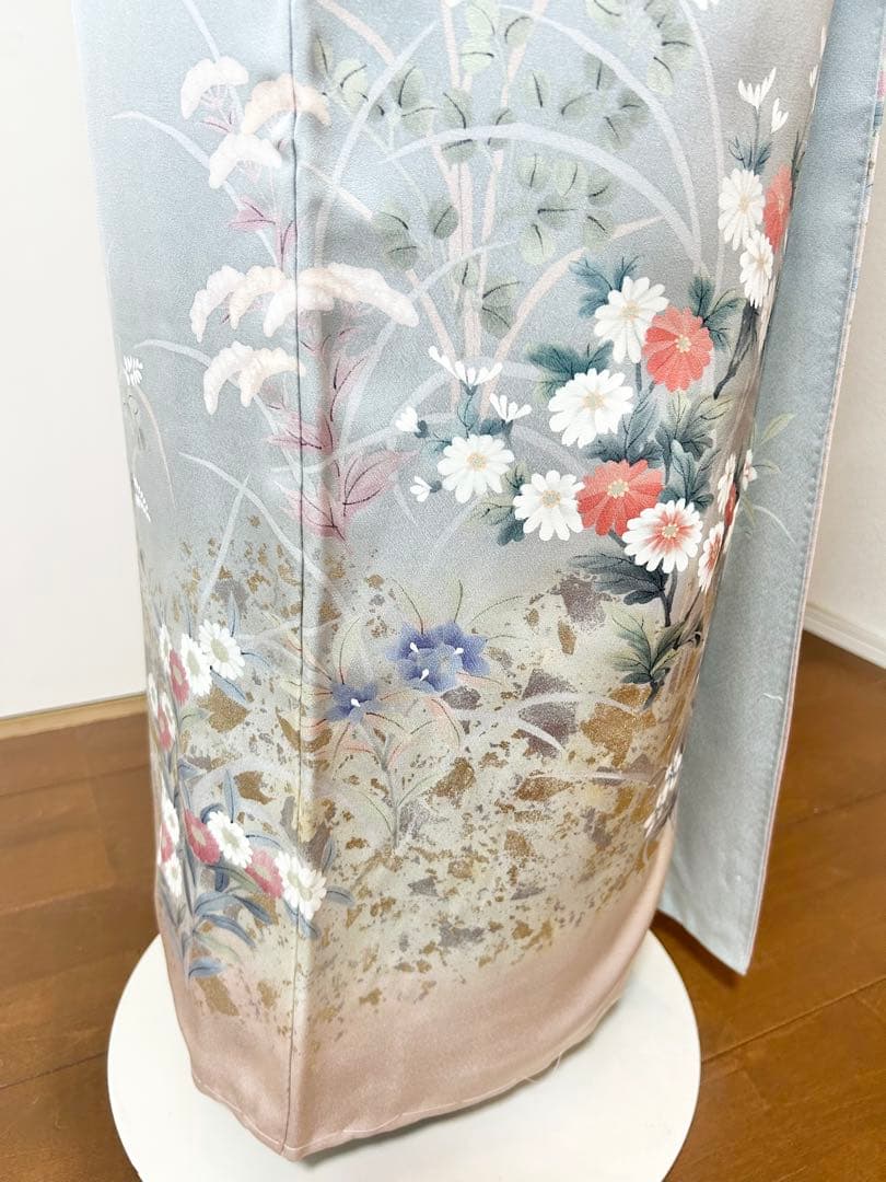 美品　未使用　しつけ糸付　裄丈長め　正絹訪問着　フルセット4点　袋帯ガード加工