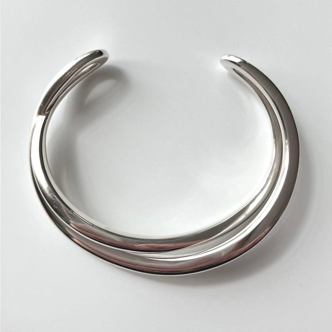 ete ボリューム クロス バングル シルバー