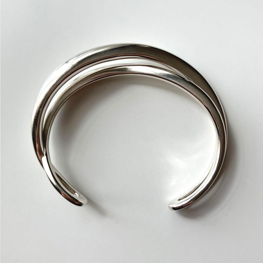 ete ボリューム クロス バングル シルバー