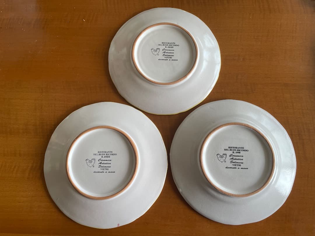 【たかし】ブオンリコルド　イタリアSolimene手作り絵皿 3枚セット