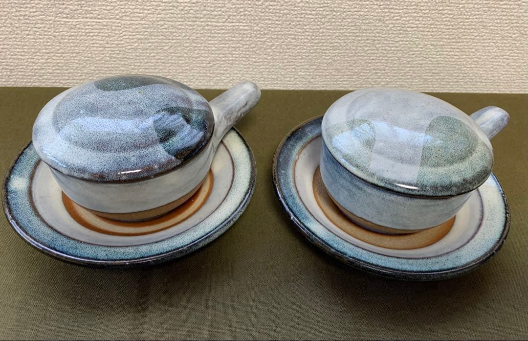 湯町窯エッグベーカー2個セット　海鼠釉