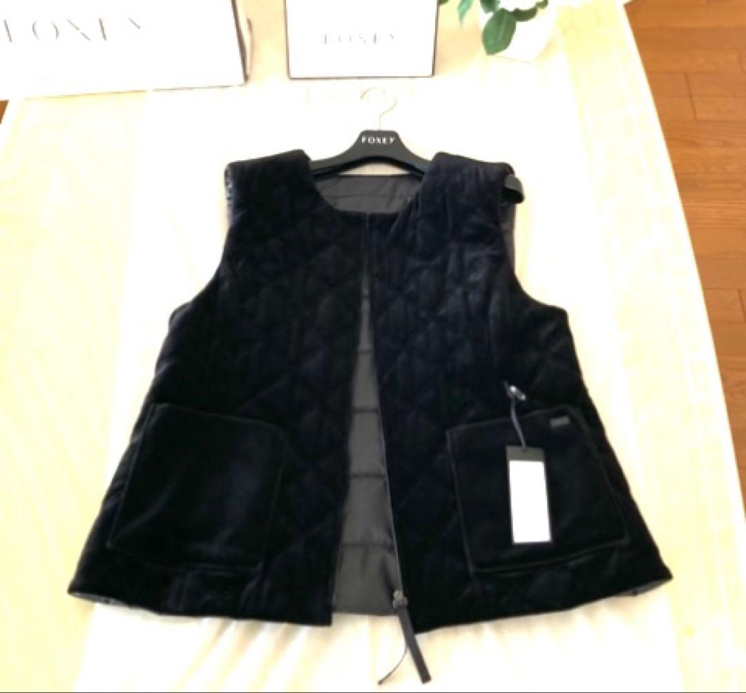 フォクシー ベルベット 中綿 リバーシブル ダウン ベスト Aster