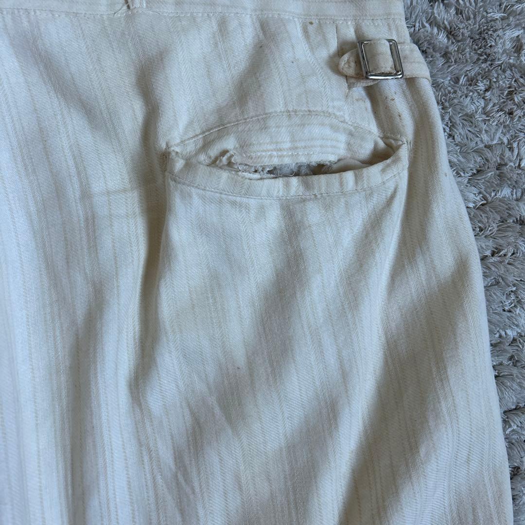 30〜40's french vintage ストライプスラックス リネン