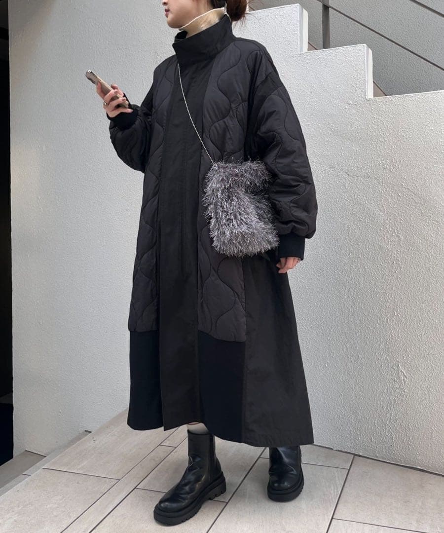 etsinta/エシンタ 切替マキシミリタリーコート ブラック