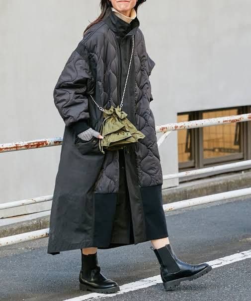 etsinta/エシンタ 切替マキシミリタリーコート ブラック