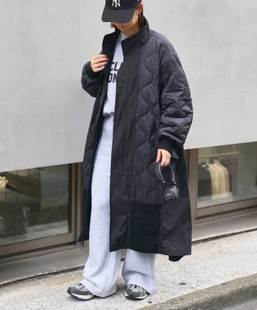 etsinta/エシンタ 切替マキシミリタリーコート ブラック