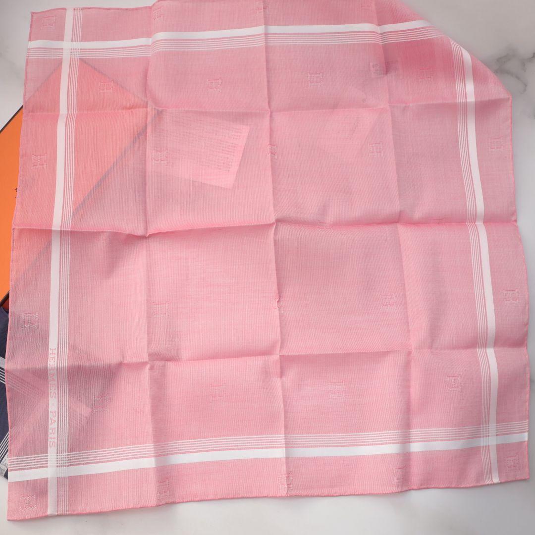 新品未使用 エルメス HERMES ハンカチ 2枚セット ネイビー ピンク