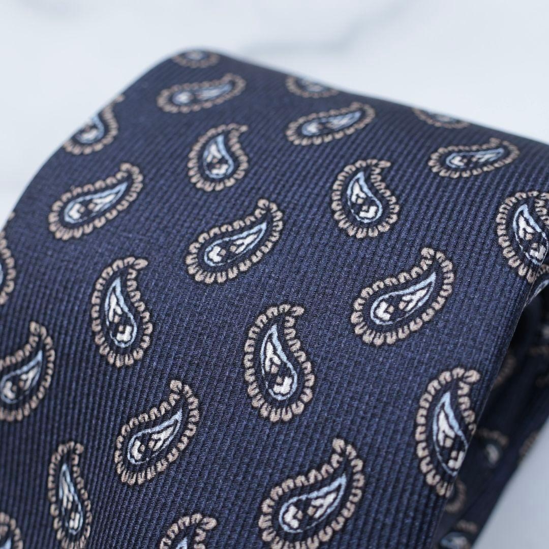 Brioni ネイビー ペイズリー ネクタイ チーフ セット ブリオーニ