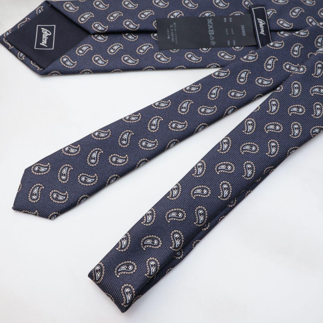Brioni ネイビー ペイズリー ネクタイ チーフ セット ブリオーニ
