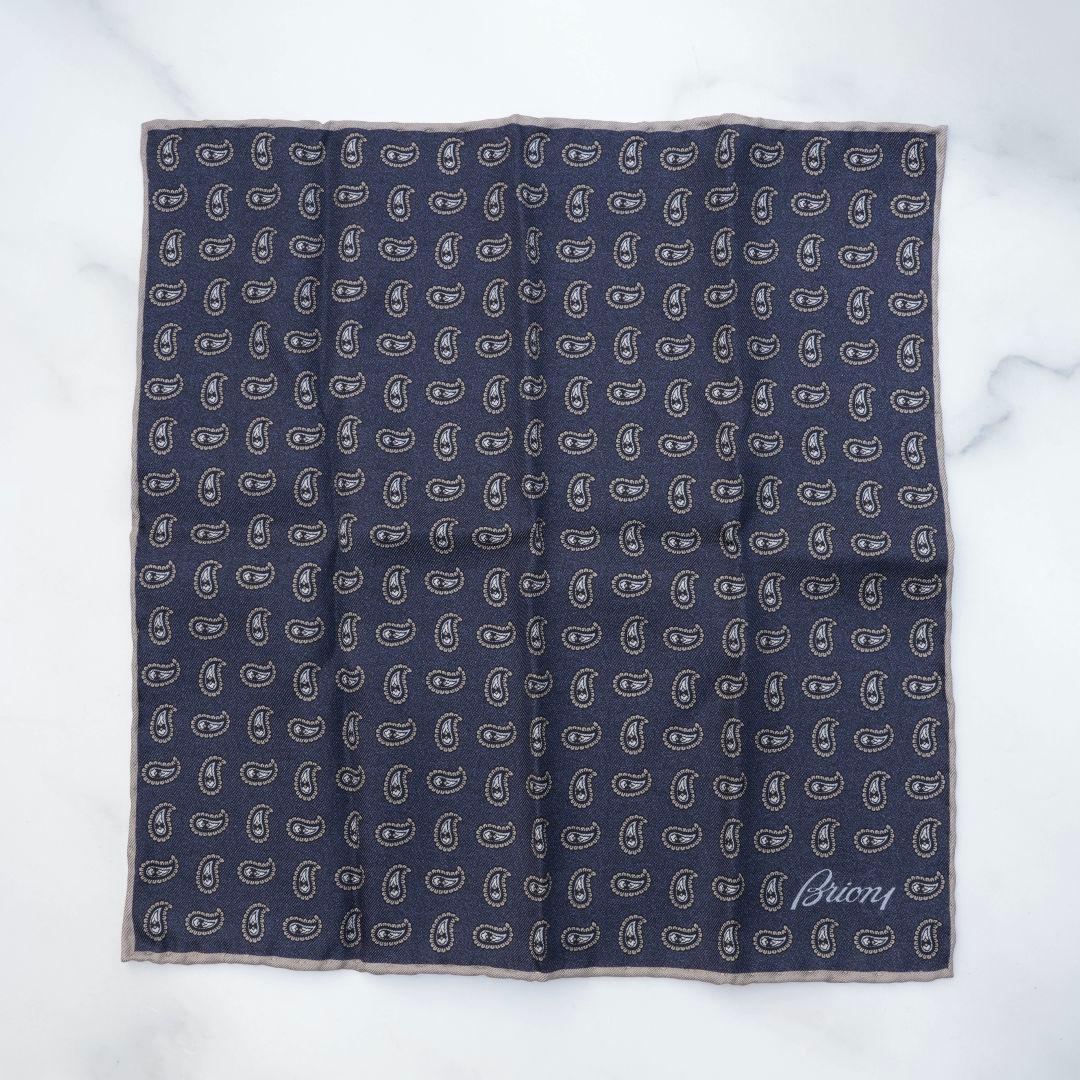 Brioni ネイビー ペイズリー ネクタイ チーフ セット ブリオーニ