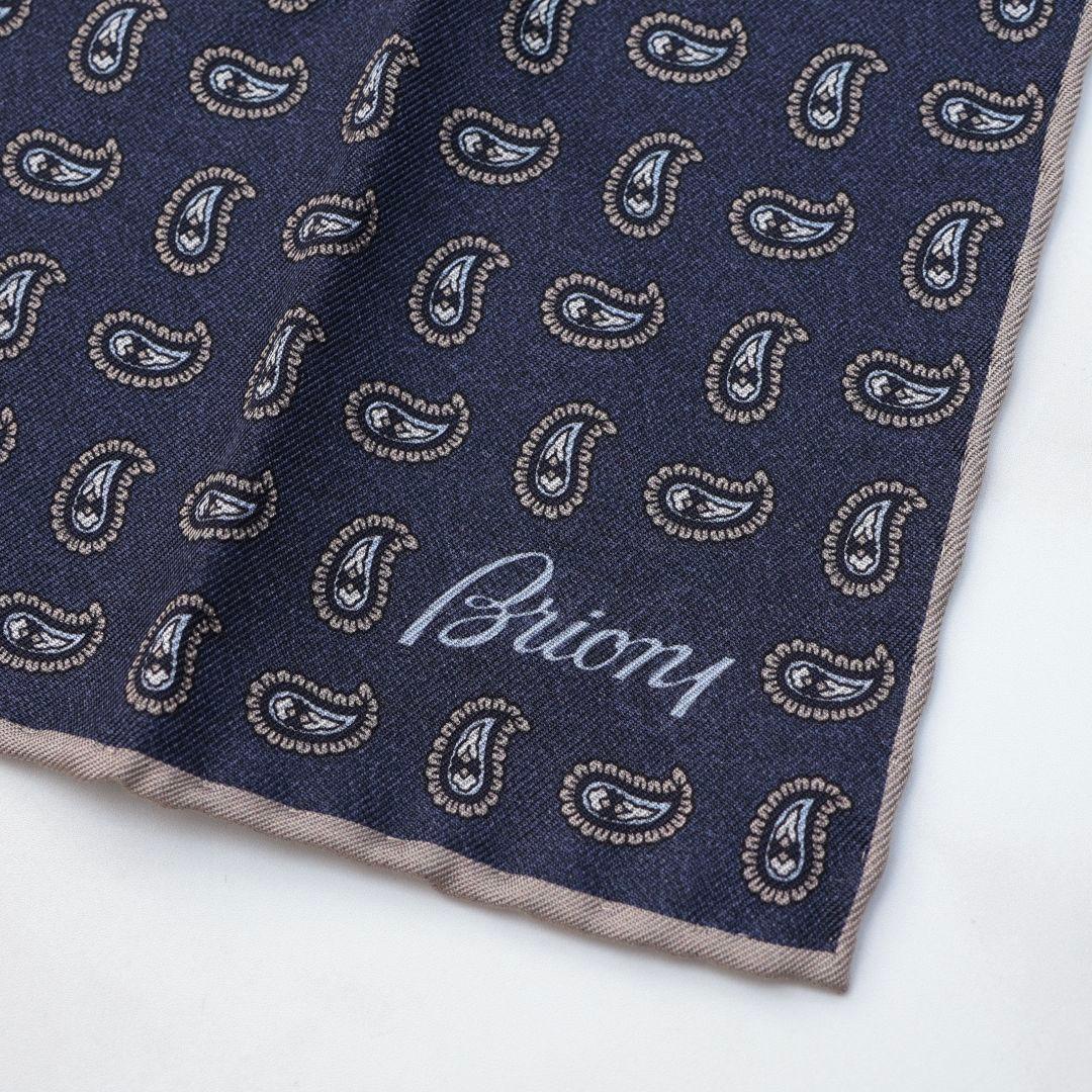 Brioni ネイビー ペイズリー ネクタイ チーフ セット ブリオーニ