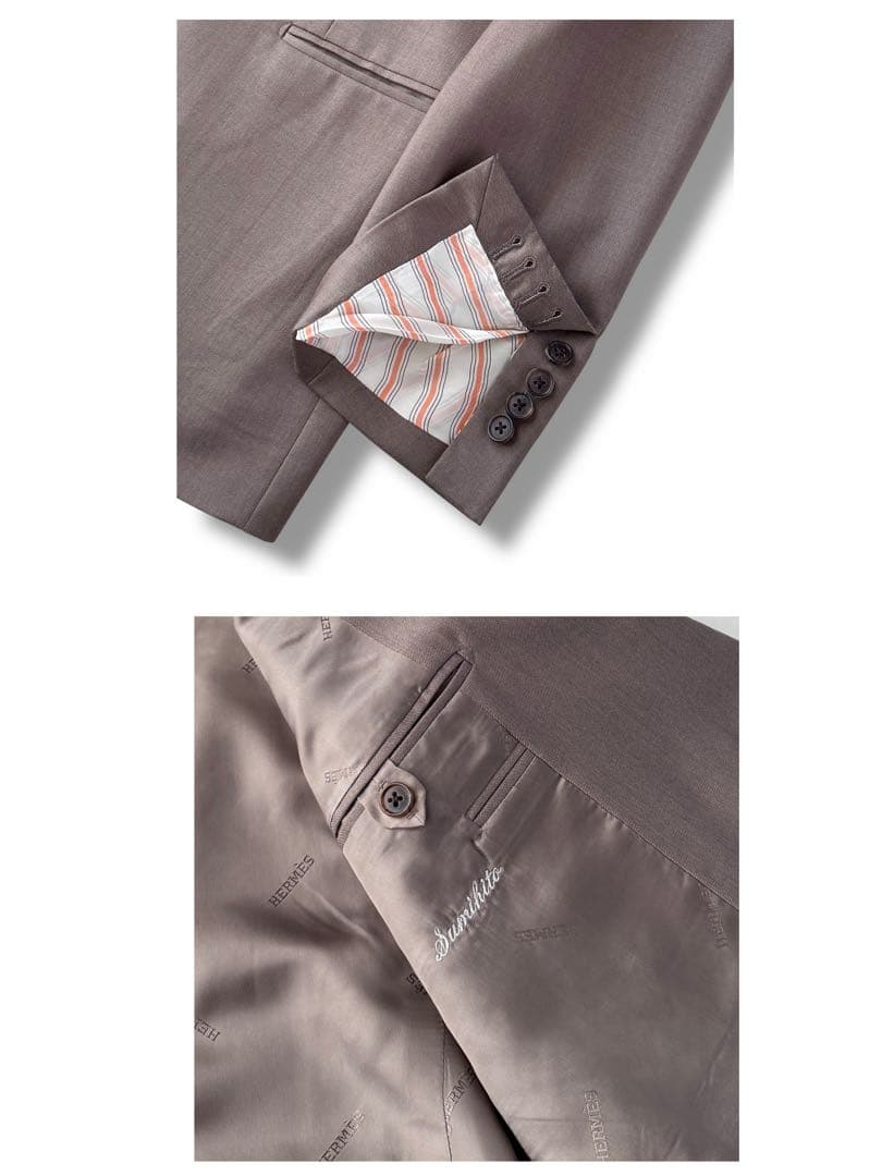 HERMES エルメス セットアップ スーツ グレージュ 50・48 L〜XL