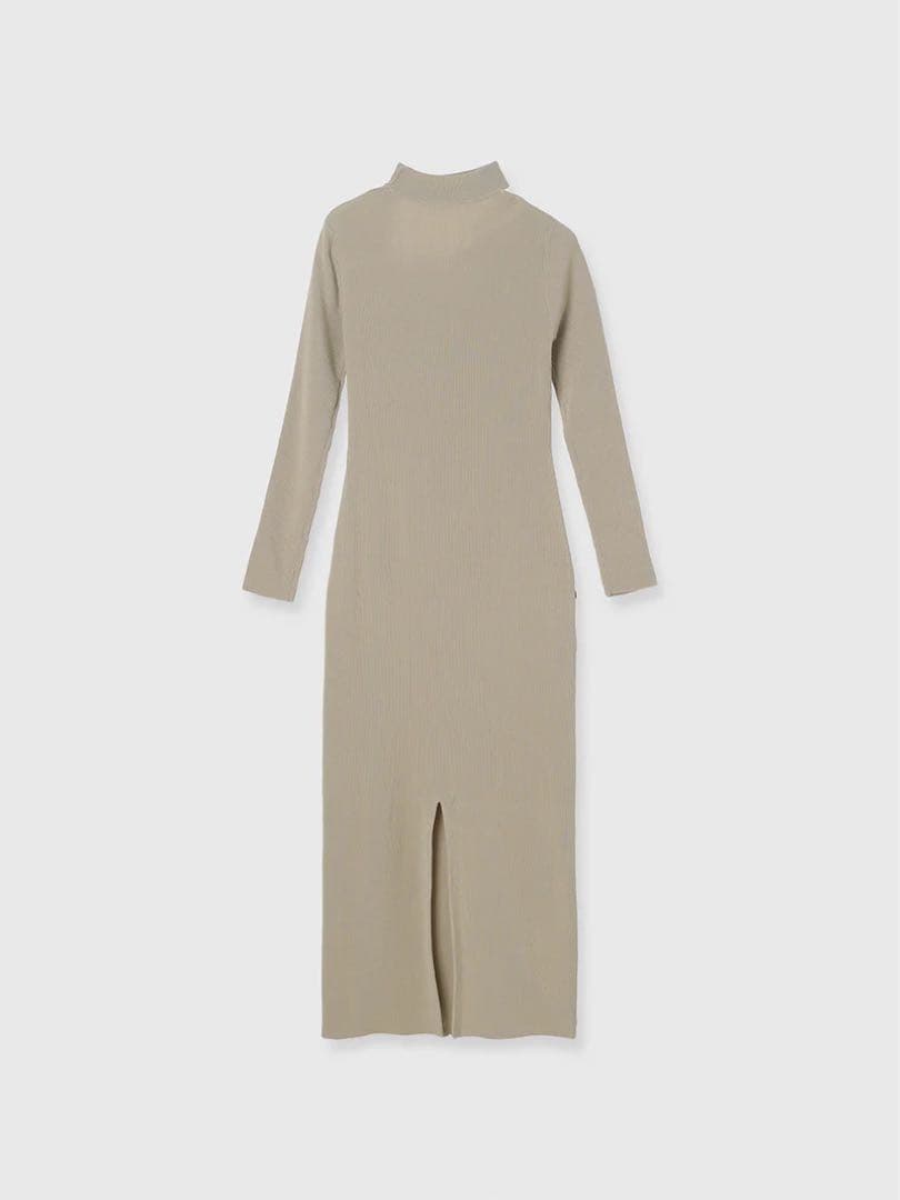 完売♡anuans デザインネックナローニットワンピース BEG S